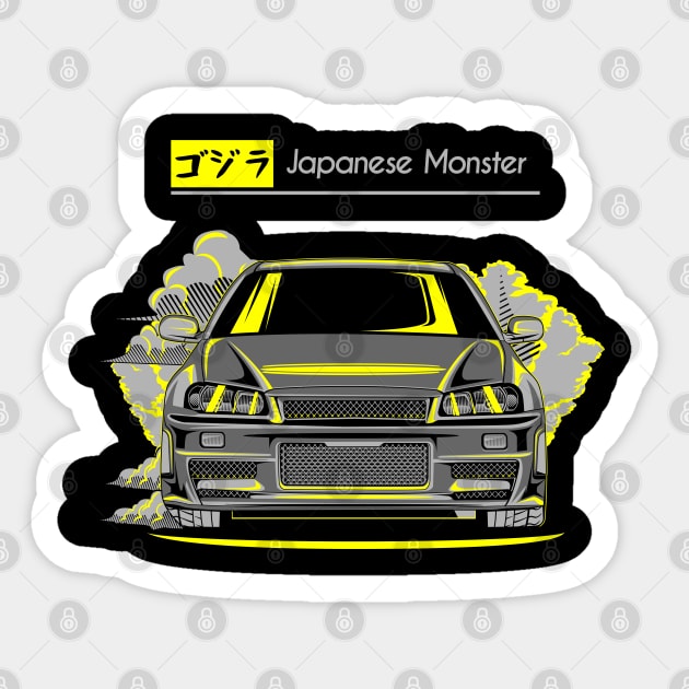 GTR 34 The Monster Sticker by aredie19